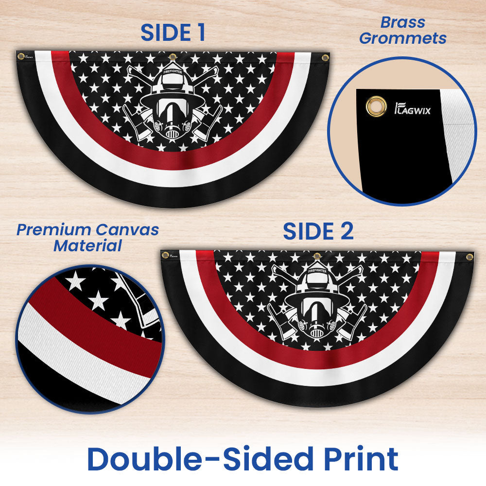 Firefighter Fireman Thin Red Line Non-Pleated Fan Flag