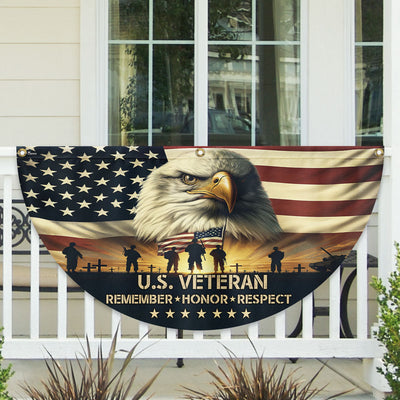Memorial Day U.S. Veteran Non-Pleated Fan Flag
