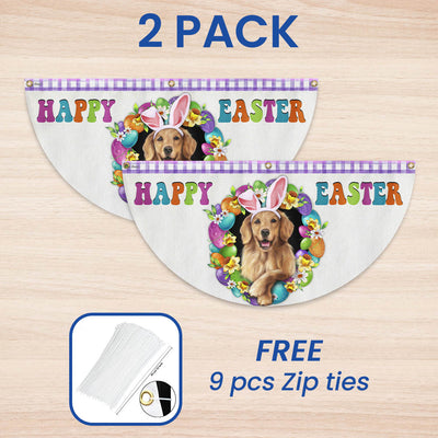 Golden Retriever Dog Happy Easter Non-Pleated Fan Flag