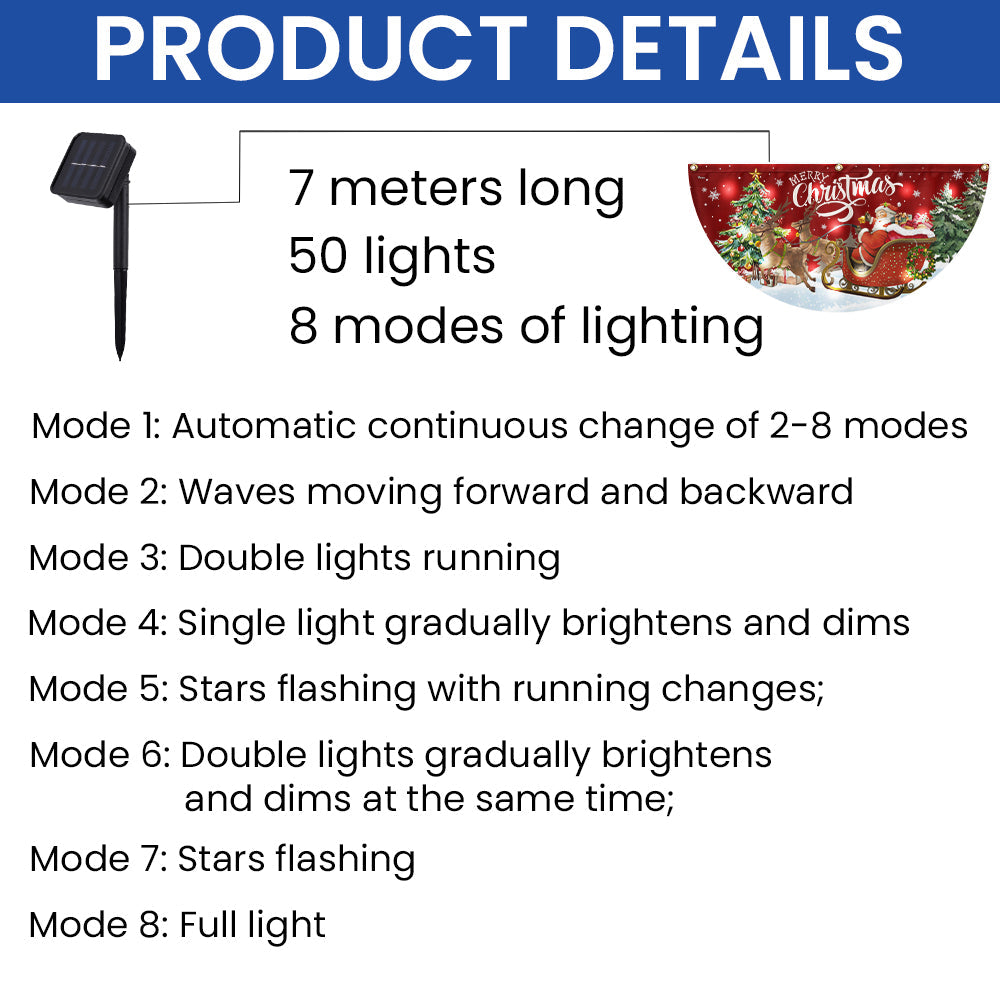Merry Christmas Santa Claus with Sleigh and Reindeer Christmas Solar Led Fan Flag