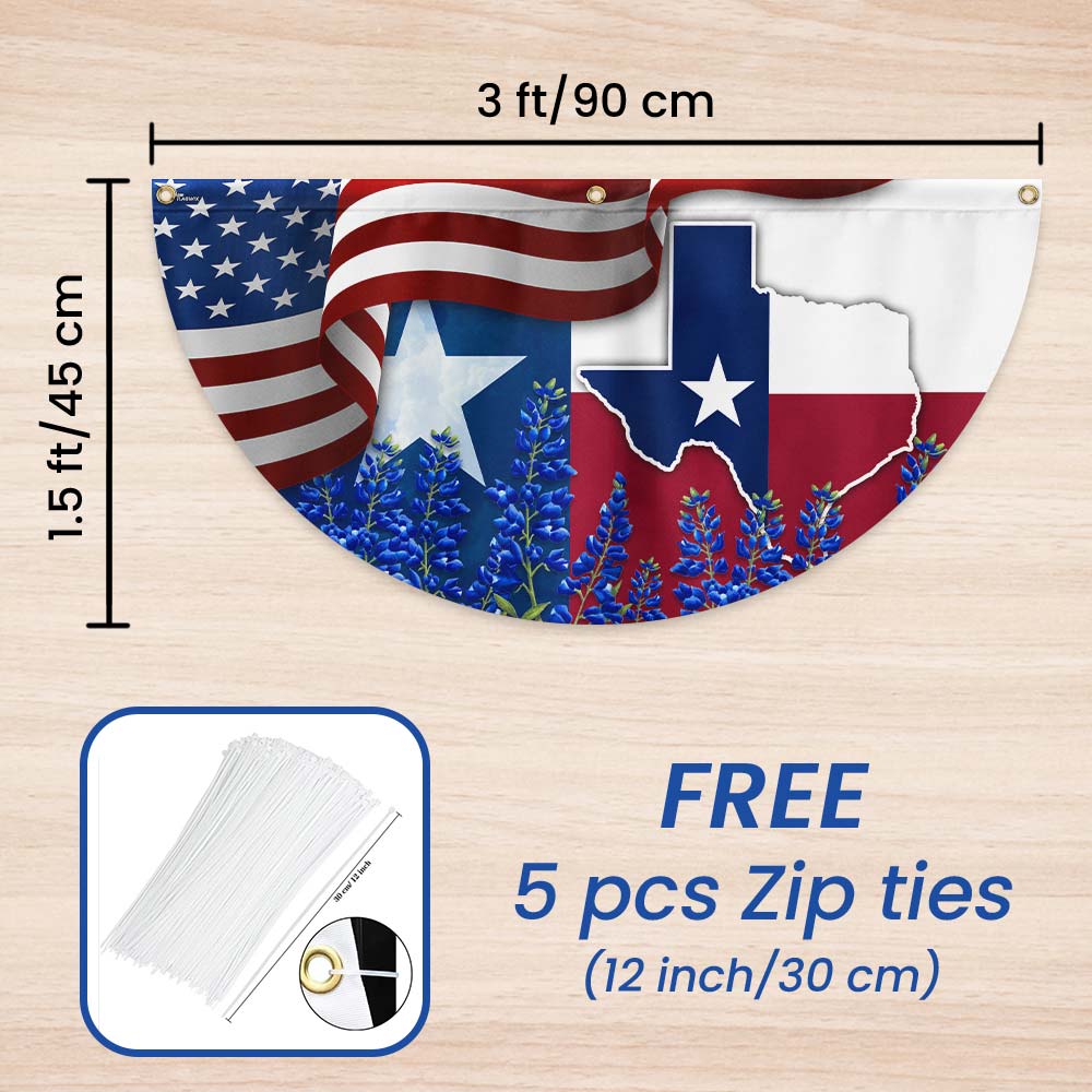 Texas Bluebonnet Non-Pleated Fan Flag