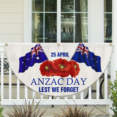 Anzac Day 25 April Lest We Forget Non-Pleated Fan Flag