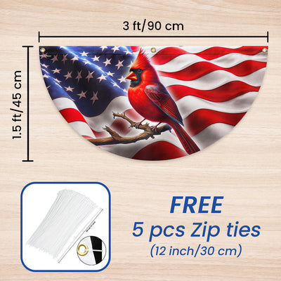 Patriotic Cardinal American Non-Pleated Fan Flag