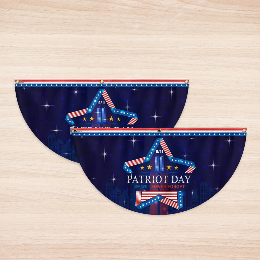 Patriot Day 9/11 We Will Never Forget September 11th Memorial Day Non-Pleated Fan Flag