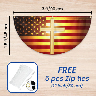 Faith Of Jesus Christian Cross Non-Pleated Fan Flag