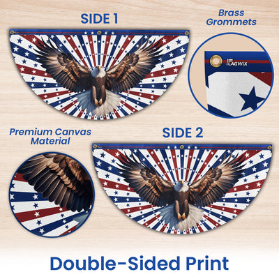 Flagwix American Flag - Patriotic Eagle 4th Of july Non-pleated Fan Flag