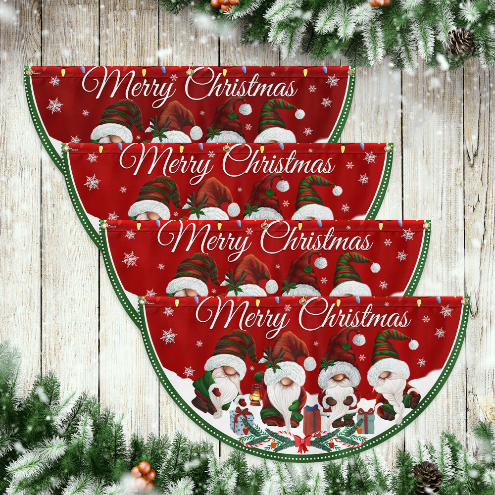 Merry Christmas Gnomes Non-Pleated Fan Flag