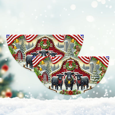 Angus Cattle Christmas Black Angus Cow Farm Animals Non-Pleated Fan Flag