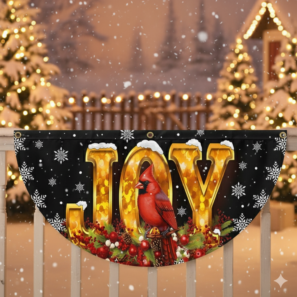 Cardinal Christmas Joy To The World Non-Pleated Fan Flag