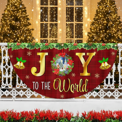 Joy to the World Christmas Fan Flag - Non-Pleated Holiday Décor & Gift