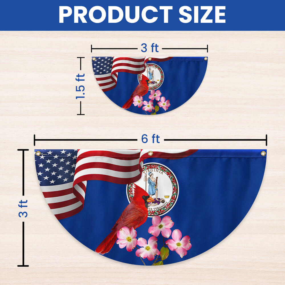Virginia State Cardinal and Dogwood Flower Non-Pleated Fan Flag 3-Day Shipping