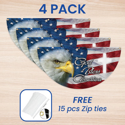 America flag | Eagle God Bless America Bunting Non-Pleated Fan Flag 3-Day Shipping