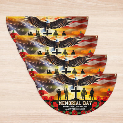 Memorial Day Forever In Our Hearts Non-Pleated Fan Flag