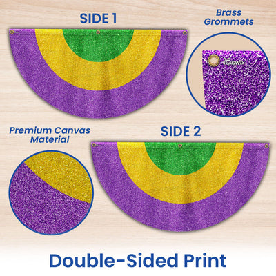 Mardi Gras Carnival Fat Tuesday Non-Pleated Fan Flag