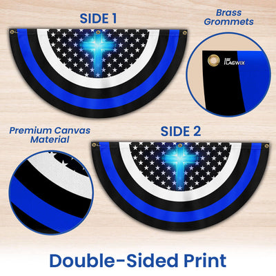 Christian The Thin Blue Line Non-Pleated Fan Flag