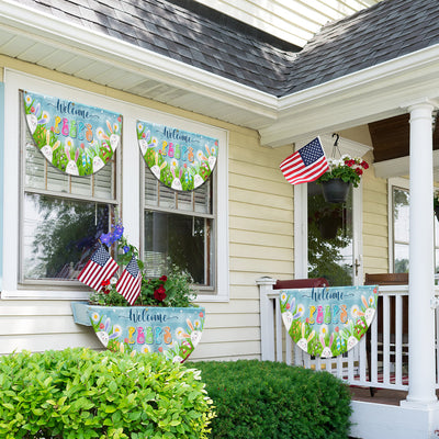 Easter Welcome Peeps Bunny Spring Time Non-Pleated Fan Flag