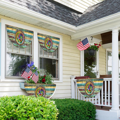 Peace Sign Hippie Flag Imagine All The People Living Life In Peace Non-Pleated Fan Flag