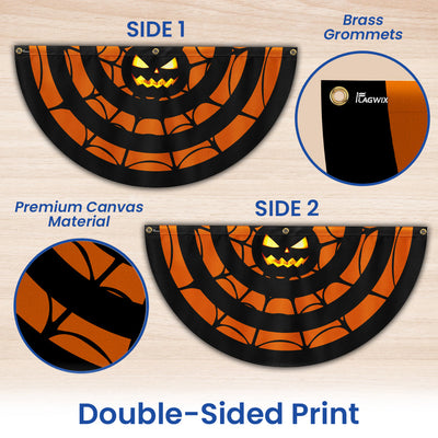 Halloween Pumpkin Spider Silk Non-Pleated Fan Flag