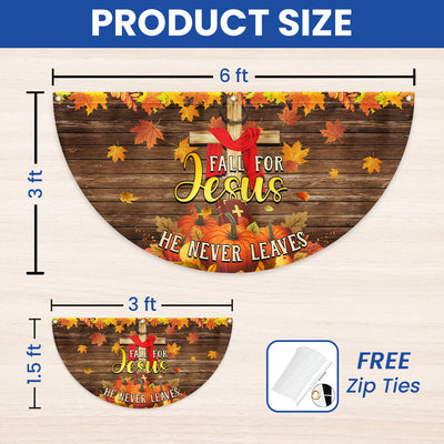 Fall For Jesus He Never Leaves Thanksgiving Halloween Pumpkins Fall Non-Pleated Fan Flag