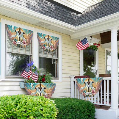 Easter Day Christian Cross He Is Risen Non-Pleated Fan Flag
