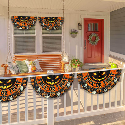 Scary Pumpkin Trick Or Treat Happy Halloween Non-Pleated Fan Flag TPT2175FLn