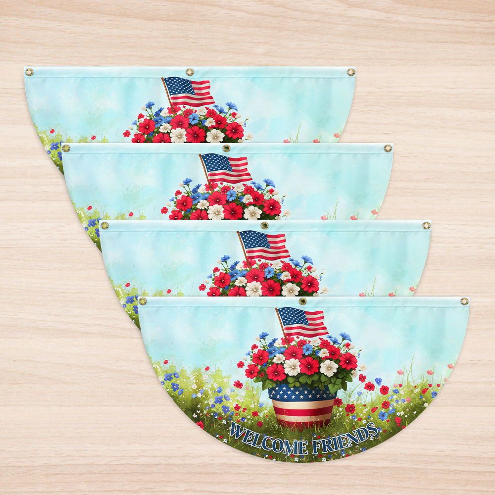 Flagwix American Flag - Welcome Friends 4th of july Non-Pleated Fan Flag