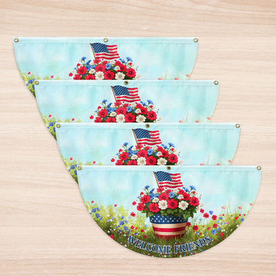 Flagwix American Flag - Welcome Friends 4th of july Non-Pleated Fan Flag