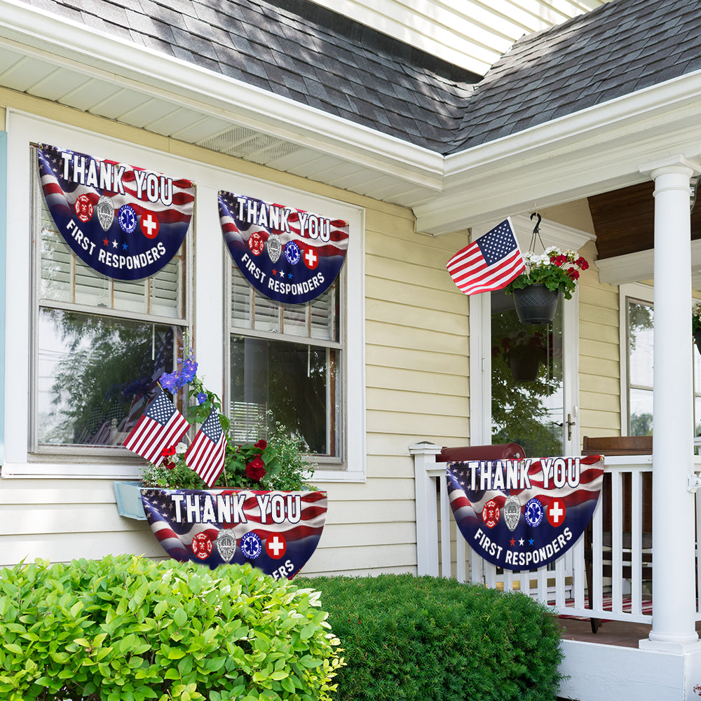 First Responder Thank You Non-Pleated Fan Flag