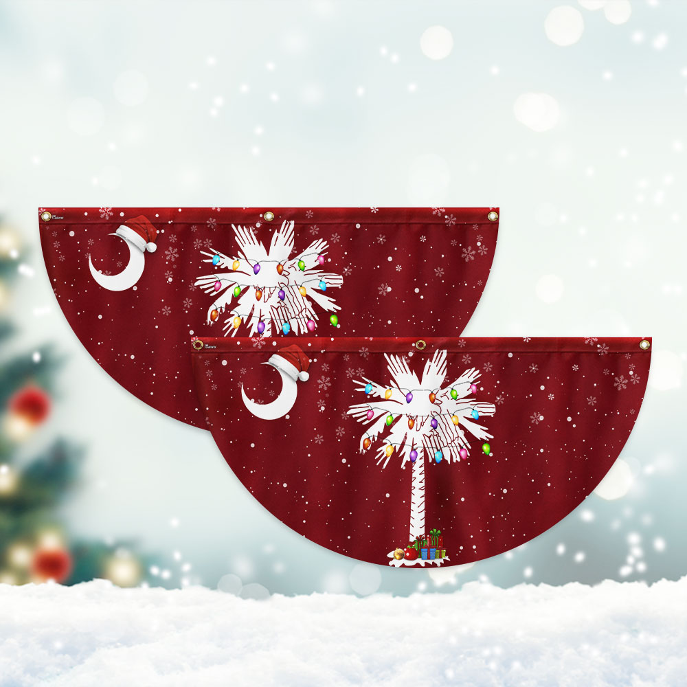 South Carolina Christmas Sabal Palmetto With Light Non-Pleated Fan Flag