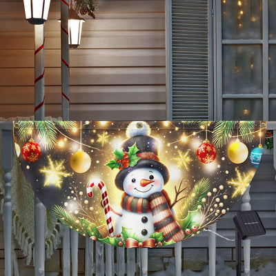 Snowman Christmas Winter Festive Holidays Solar Led Fan Flag