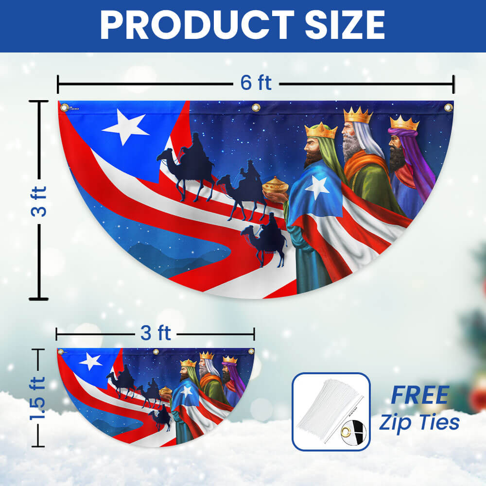 Three Kings Three Wise Men Puerto Rico Non-Pleated Fan Flag