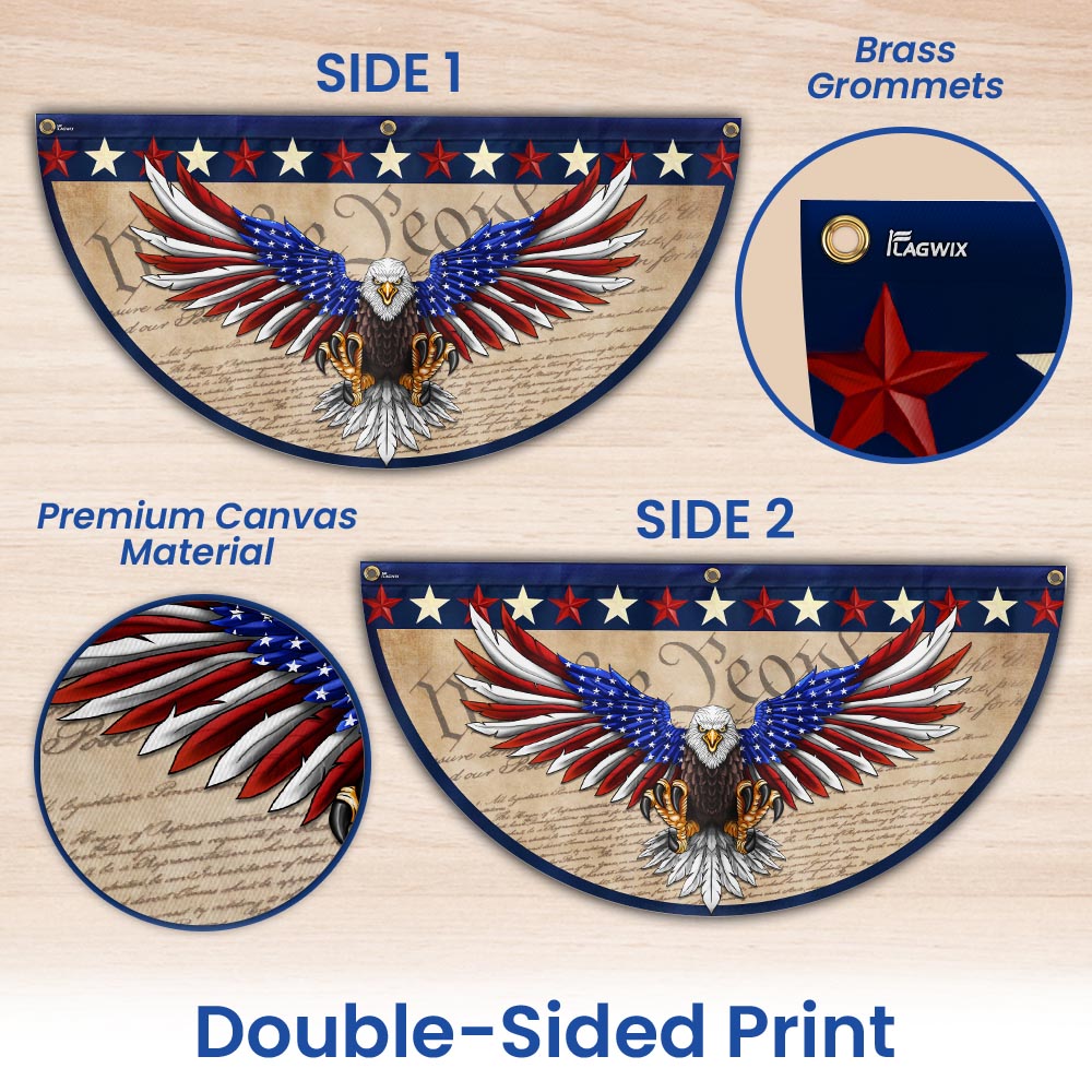 Flagwix American Flag - We The People Patriotic Eagle Non-Pleated Fan Flag