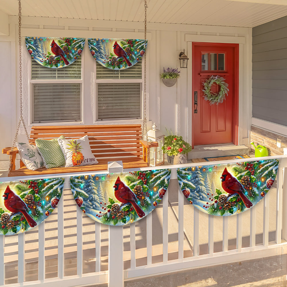 Cardinal Winter Christmas Non-Pleated Fan Flag