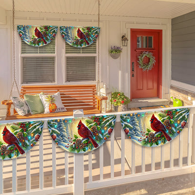 Cardinal Winter Christmas Non-Pleated Fan Flag