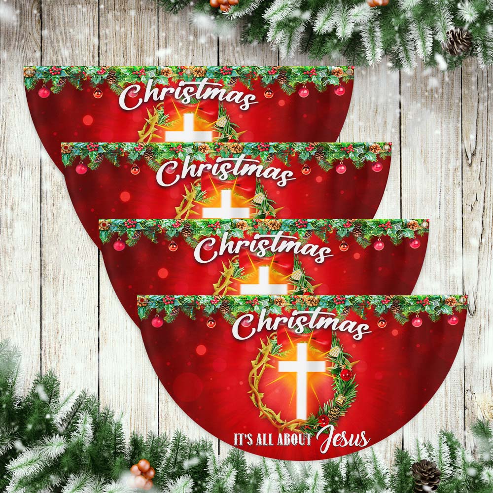 Christmas It's All About Jesus Non-Pleated Fan Flag