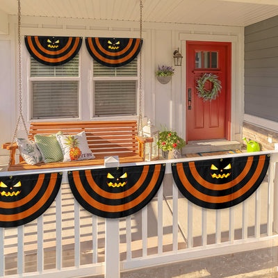 Halloween Pumpkin Scary Non-Pleated Fan Flag
