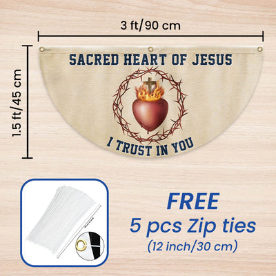 Sacred Heart Of Jesus I Trust In You Catholic Christian Non-Pleated Fan Flag