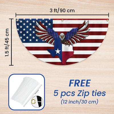 Texas Patriotic Eagle American Non-Pleated Fan Flag