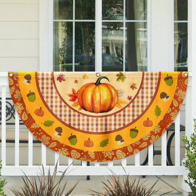 Fall Flag Pumpkin Thanksgiving Non-Pleated Fan Flag