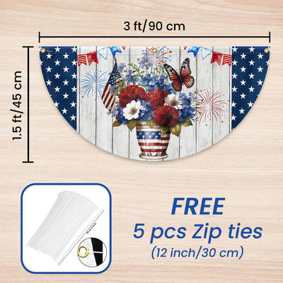 Flagwix American Flag - Patriotic Flowers Vase Happy Independence Day 4th of july Non-Pleated Fan Flag