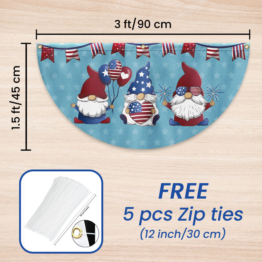Flagwix American Flag - Patriotic Gnome 4th Of july Non-Pleated Fan Flag
