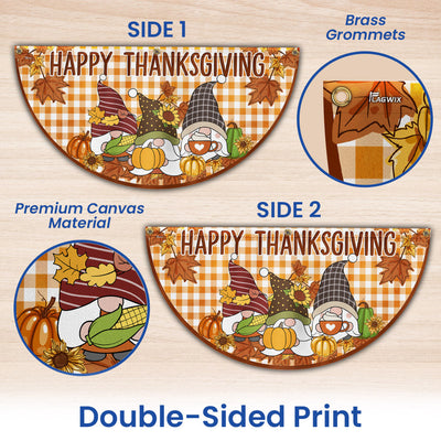 Happy Thanksgiving Fall Gnomes Non-Pleated Fan Flag