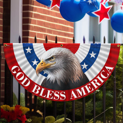 American Flag - Eagle God Bless America Non-Pleated Fan Flag