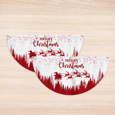 Christmas Half Fan Flag Santa Claus Reindeers Non-Pleated Fan Flag