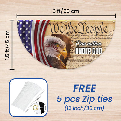 We The People, One Nation Under God, American Eagle Jesus Non-Pleated Fan Flag