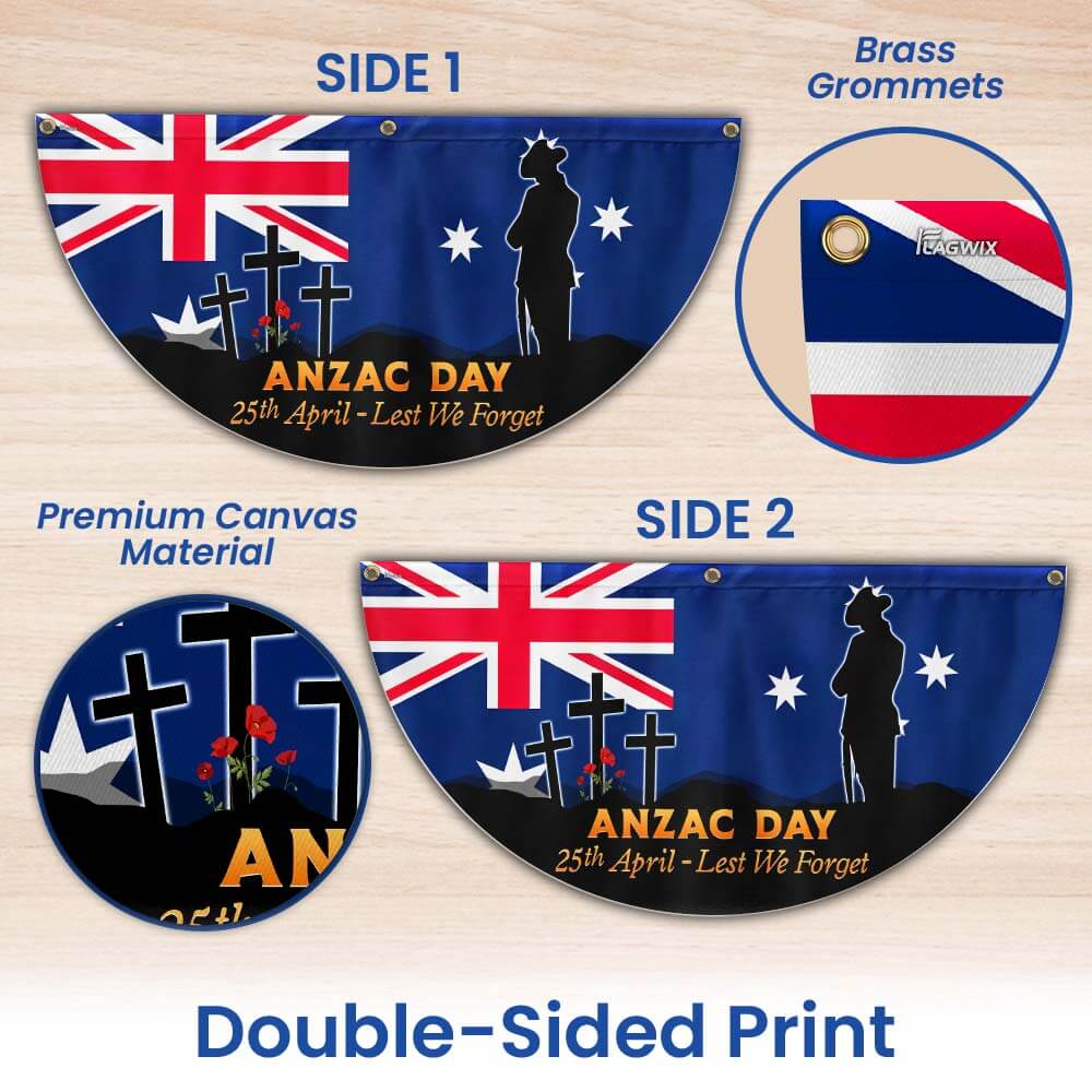 Anzac Day Australia 25th April Lest We Forget Non-Pleated Fan Flag