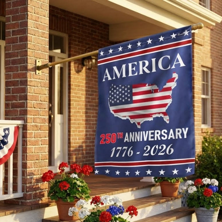 American Flag - 250th Anniversary Semiquincentennial America Map Flag