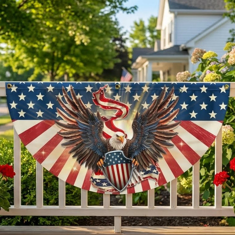 American Flag - Patriotic Eagle American Non-Pleated Fan Flag Bunting