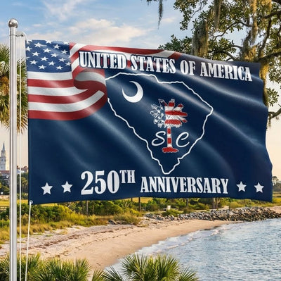 SC 250th Anniversary State Grommet Flag, South Carolina USA 1776–2026 Decor