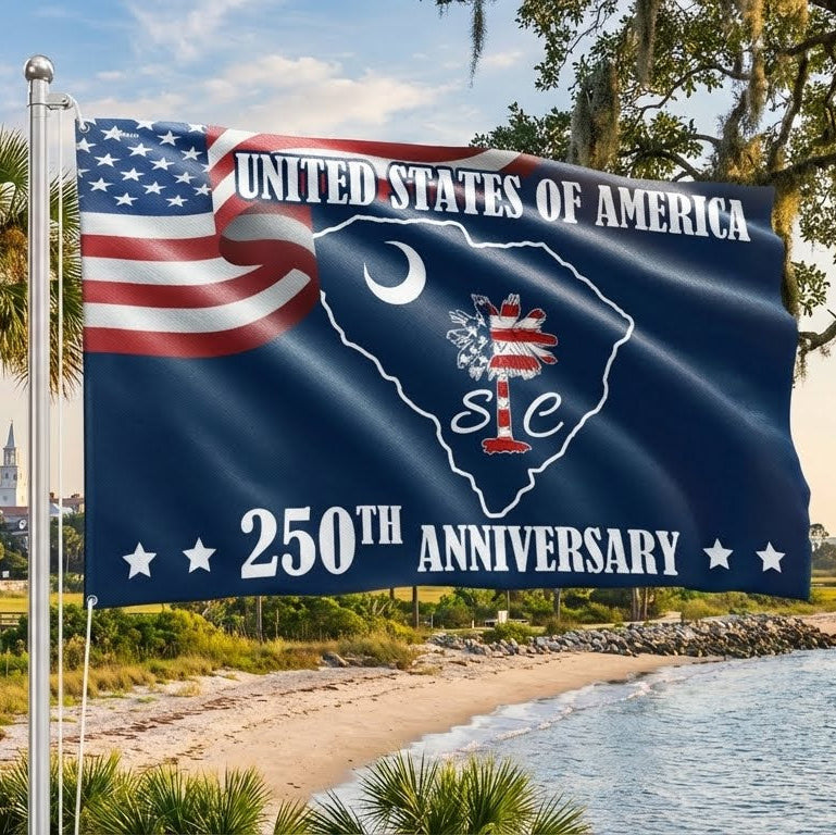 SC 250th Anniversary State Grommet Flag, South Carolina USA 1776–2026 Decor